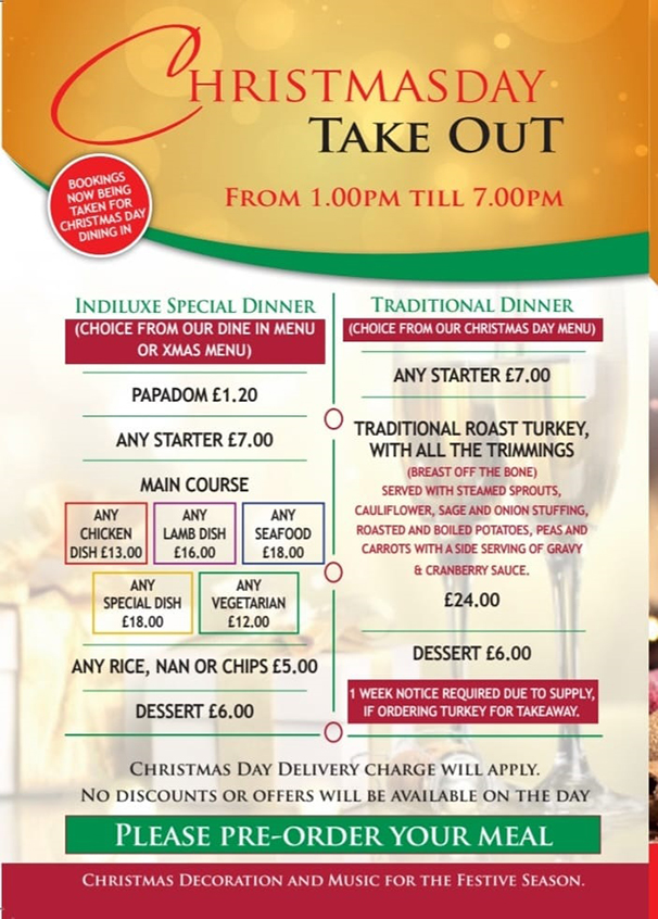 Christmas Takeout Menu